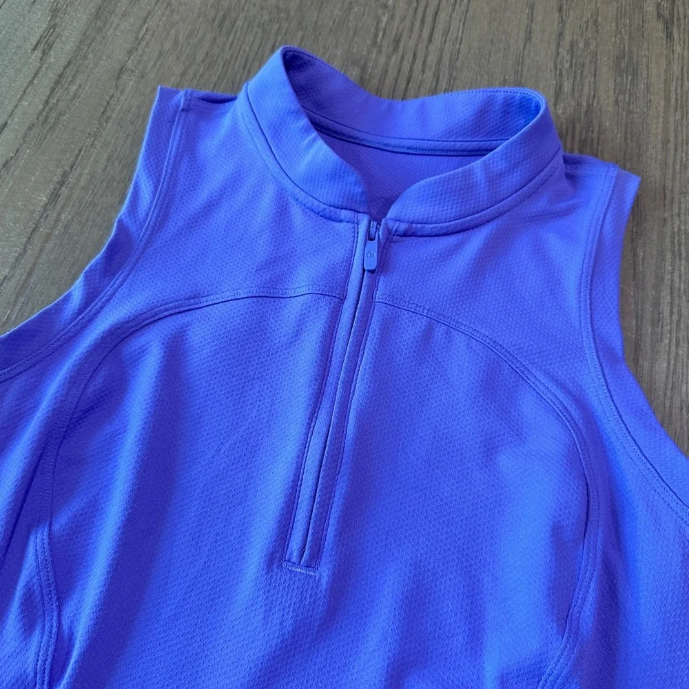 Lululemon 1/4 Zip Mock Neck Sleeveless Tank Top Size 6 Violet - Picture 2 of 8